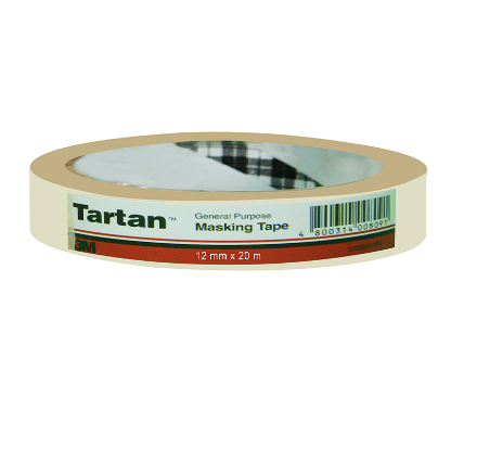图片 3M Tartan General Purpose Masking Tape - 12mm x 20m