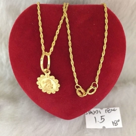 图片 18K - Saudi Gold Jewelry, Necklace w/. Pendant 18K - 1.5g