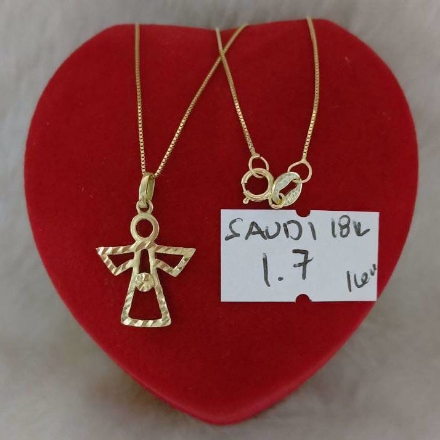 图片 18K - Saudi Gold Jewelry, Necklace w/. Pendant 18K - 1.7g