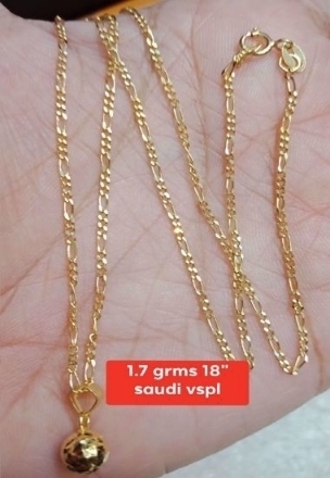 图片 18K - Saudi Gold Jewelry, Necklace W/ Pendant 18K - 1.7g