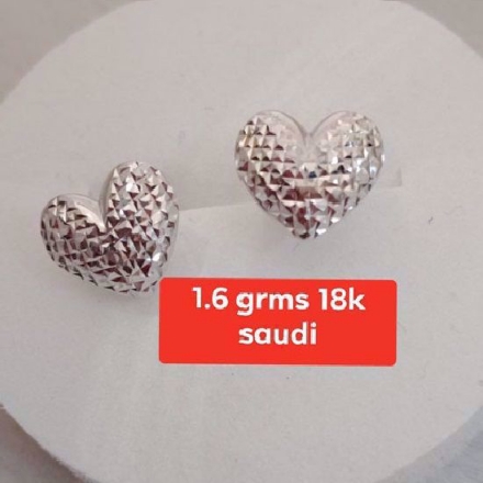 图片 Saudi White Gold Earrings 18K - 1.6g