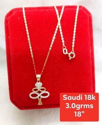 图片 18K - Saudi Gold Jewelry, Necklace w/. Pendant 18K - 3.0g