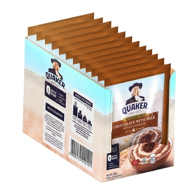 Picture of Quaker Flavored Oatmeal Chocolate with Milk 40g (Pack of 12)