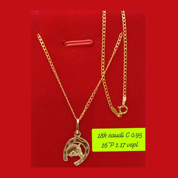 Picture of 18K - Saudi Gold Necklace with Pendant C 0.95g P 1.17g (16") - SC095GP117G