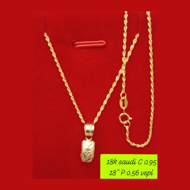 Picture of 18K - Saudi Gold Necklace with Pendant C 0.95g P 0.56g (18") - SC095GP056G