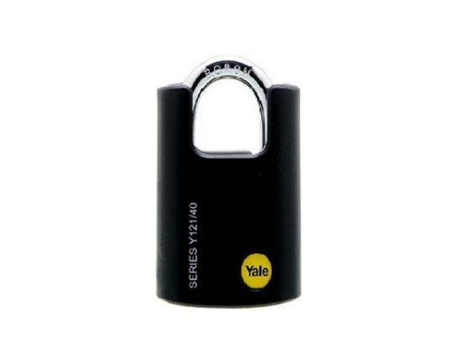 Picture of Yale Classic Series Outdoor Black Plastic Covered Brass Padlock (Baron Shackle) 40mm - Y121/40/125/1