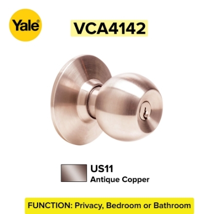 图片 Yale VCA4142 US11, VCA4142 US5, VCA4142 US32D, Cylindrical Door Lock Knob Set 60mm, VCA4142US11