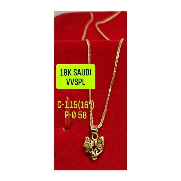 Picture of 18K Saudi Gold Necklace with Pendant, Chain 0.83g, Pendant 0.15g, Size 18", 2805N3