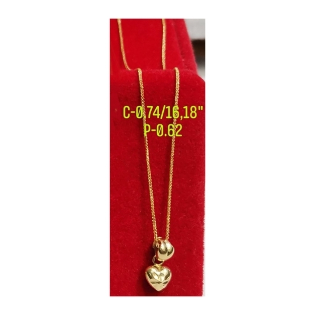 Picture of 18K Saudi Gold Necklace with Pendant, Chain 0.75g, Pendant 0.57g, Size 18", 2805NH