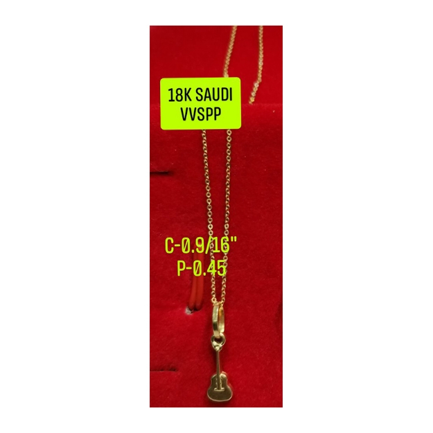 Picture of 18K Saudi Gold Necklace with Pendant, Chain 10.3g, Pendant 8.2g, Size 26", 2805NG