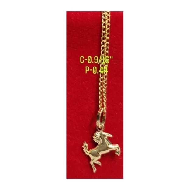Picture of 18K Saudi Gold Necklace with Pendant, Chain 0.9g, Pendant 0.44g, Size 16", 2805NFBBH