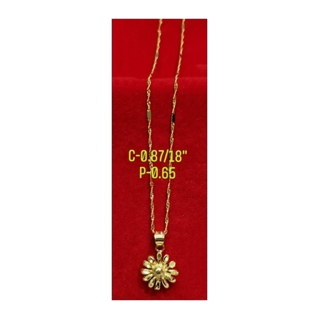 Picture of 18K Saudi Gold Necklace with Pendant, Chain 0.9g, Pendant 0.55g, Size 16", 2805NFF