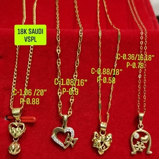 Picture of 18K Saudi Gold Necklace with Pendant, Chain 0.36g, Pendant 0.78g, Size 16", 18", 2805NHHRH