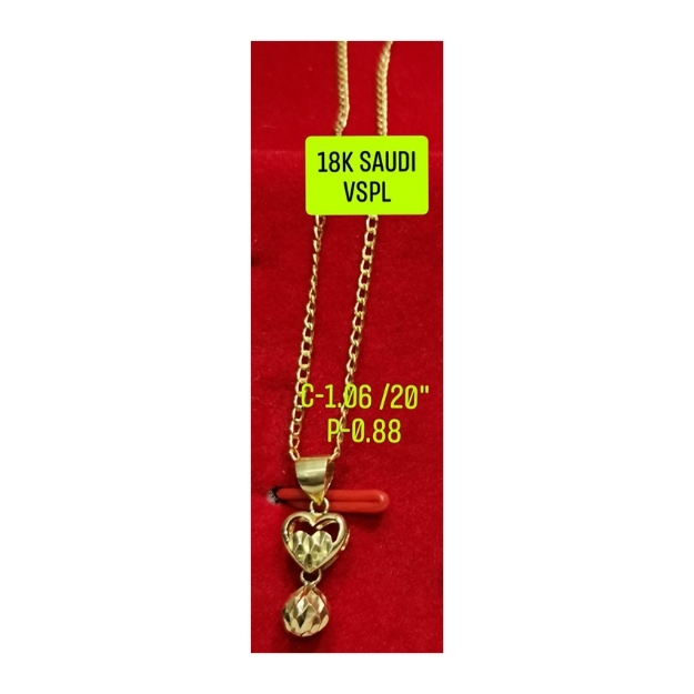 Picture of 18K Saudi Gold Necklace with Pendant, Chain 0.36g, Pendant 0.78g, Size 16", 18", 2805NHHRH