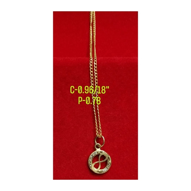 Picture of 18K Saudi Gold Necklace with Pendant, Chain 0.96g, Pendant 0.78g, Size 18", 2805UP