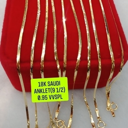 图片 18K Saudi Gold Anklet, 0.95g, Size 9 1/2, 2805A095