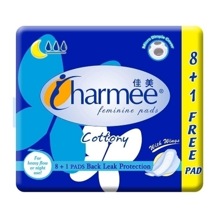 图片 Charmee  Cottony Sanitary Napkin for Heavy Flow or Night Use  with Wings 8 + 1 Pad, CHA39A