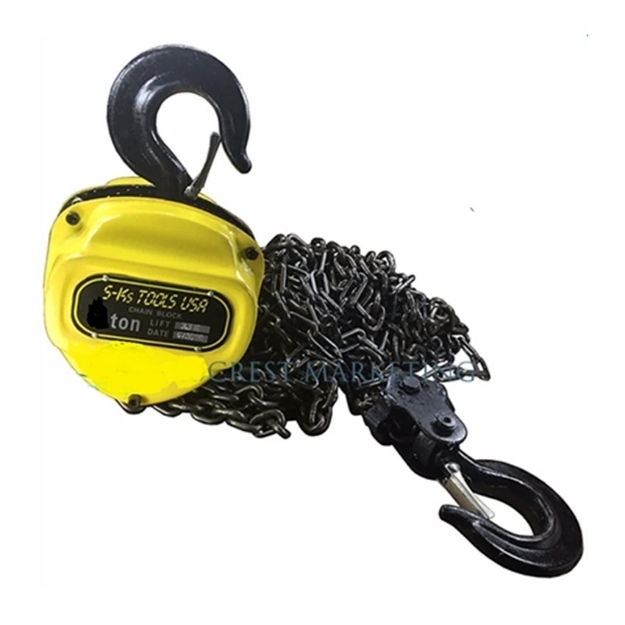 Picture of S-Ks Tools USA Heavy Duty 5 Tons Chain Block (Yellow/Black), 5T