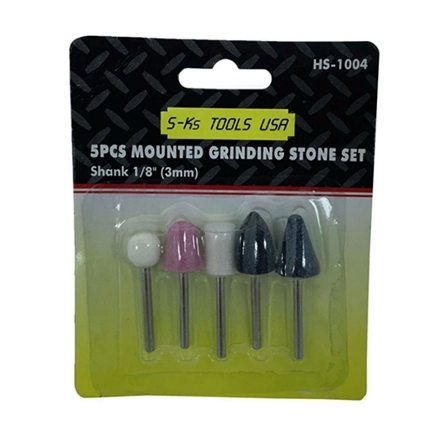 图片 S-Ks Tools USA 1/8” Shank Mounted Grinding Stone Abrasive Point Set (Multicolor), HS-1004