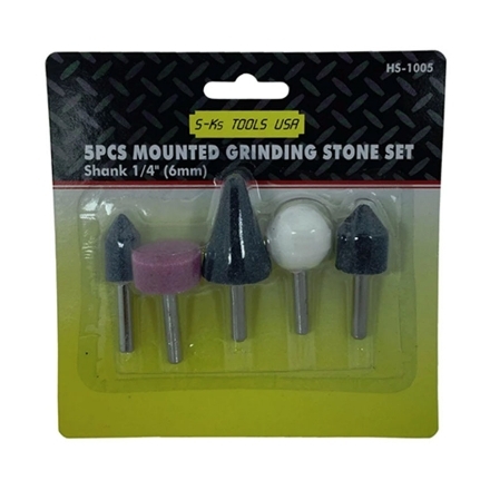 图片 S-Ks Tools USA 1/4” Shank Mounted Grinding Stone Abrasive Point Set (Multicolor), HS-1005