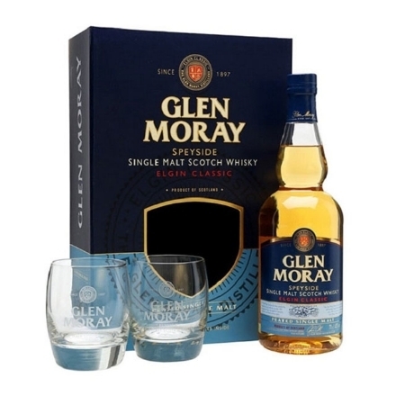 图片 Glen Moray Classic Peated Gift Pack Single Malt Scotch Whisky 700 ml, GLENMORAYCLASSICGIFT