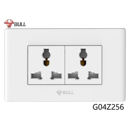 图片 Bull 2 Gang Universal Outlet Set (White), G04Z256
