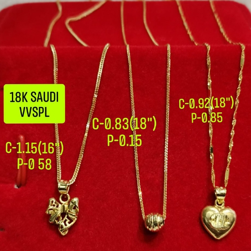 Picture of 18K Saudi Gold Necklace with Pendant, Chain 0.83g, Pendant 0.15g, Size 18", 2805N3