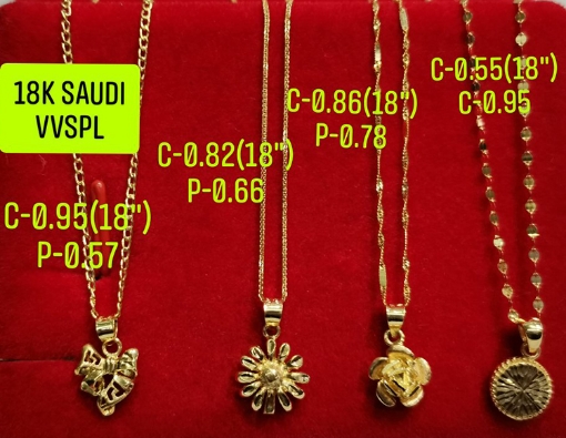 Picture of 18K Saudi Gold Necklace with Pendant, Chain 0.82g, Pendant 0.66g, Size 18", 2805N4F