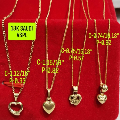 Picture of 18K Saudi Gold Necklace with Pendant, Chain 0.75g, Pendant 0.57g, Size 18", 2805NH