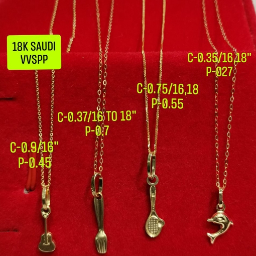 Picture of 18K Saudi Gold Necklace with Pendant, Chain 10.3g, Pendant 8.2g, Size 26", 2805NG