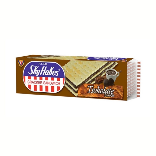 Picture of M.Y San Skyflakes Cracker Sandwich Tsokolate 30g 10 packs, SKY20