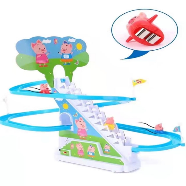 Picture of Children's Assembling Piggy Climbing Stairs with Automatic Track Slides Puzzle Toy, CTAPCSP