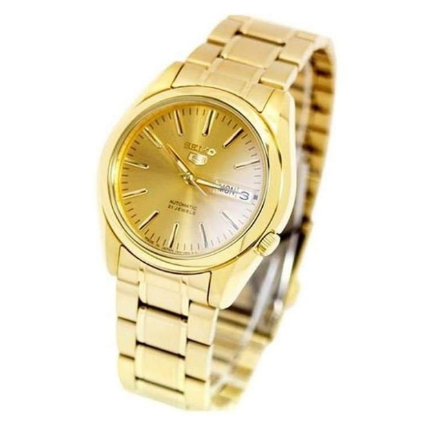Seiko 5 Classic Gold Dial Gold Plated Stainless Steel Watch 