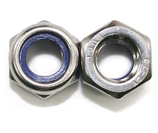 Picture of 304 Stainless Steel Lock Nut Inches Size 3/16,1/4,5/16,3/8,7/16,1/2,9/16,5/8,3/4,7/8,1",1-1/8 TO 2"  Self-Lock Nylon Inserted Hex Lock Nuts , STLNUT