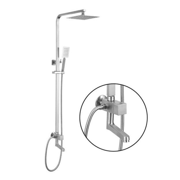 Picture of AXIS ON-WALL SHOWER BAR SET, SQUARE STAINLESS STEEL AXS51S300S