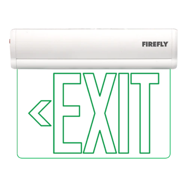 Firefly Single-Faced Exit Light with Wall / Ceiling Mount Option (Exit Left Arrow)