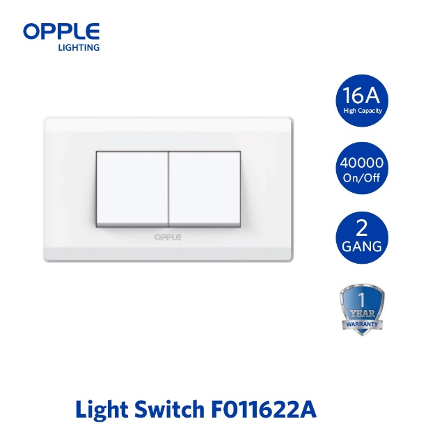 OPPLE 2 Gang 2 Way Wall Switch White and Dark Grey