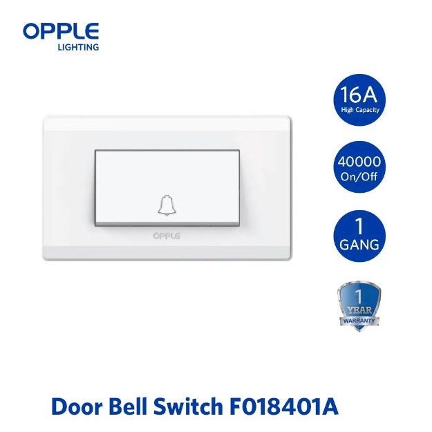 OPPLE 1 Gang Doorbell Switch White and Dark Grey
