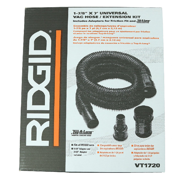 Picture of Ridgid 1 7/8 Inch, 7 Foot Vacuum Hose Kit for Wet / Dry Vacuums w/ 1-1/4“ Adapter, 31713