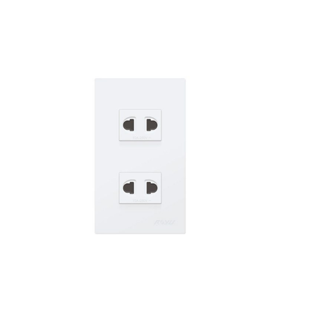 Picture of Royu 2 Gang Universal Outlet With Plate Wide Series  2 Gang Outlet with Plate 10A 250V, WD113