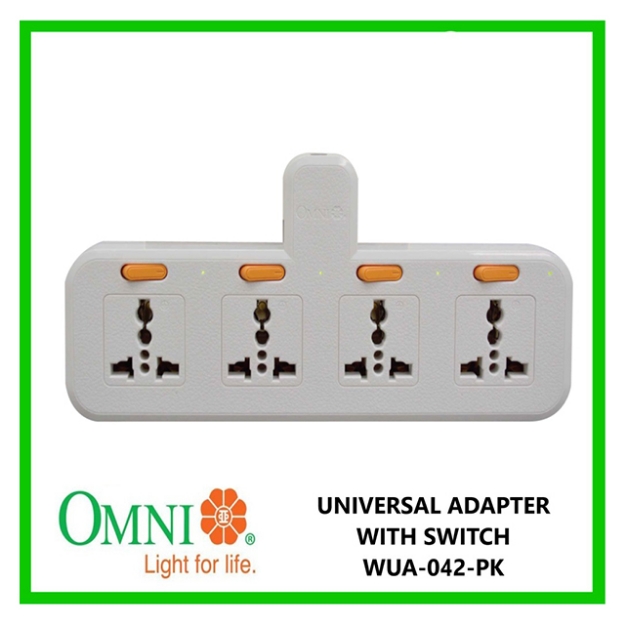 Picture of Omni Multiple Socket Extension 3&4 Gang Wall Universal Adapter with Individual Switch & Power Indicator,  WUA-032-PK/WUA-042-PK