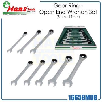 Show details for Hans Combination Ratchet Box Wrench Set Mirror Finished Metric (Silver), 16658MUB Hans Combination Ratchet Box Wrench Set Mirror Finished Metric (Silver)