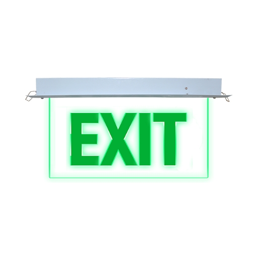 Omni Exit Sign Recessed Transparent Green 