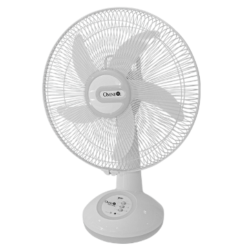 Omni Rechargeable Desk Fan with LED Light 14" AC/DC with USB Charging Port 