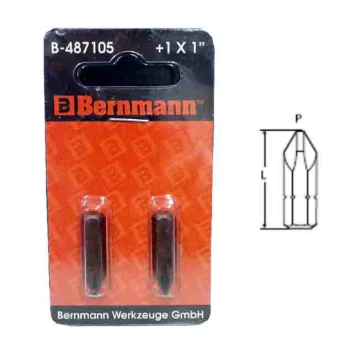 Picture of BERNMANN 1/4" Hex Shank Cross Point End Screwdriver Bit B-487105