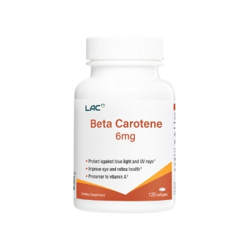 Show details for LAC VITAMINS Beta Carotene 6mg (120 softgels) Picture of LAC VITAMINS Beta Carotene 6mg (120 softgels)