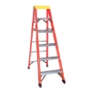 Picture of Jinmao 5 Step Fiberglass 6.5' Household Ladder with Big Aluminum Tray Orange 300 lbs, JMFM11105IA