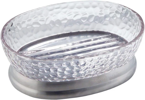 Picture of INTERDESIGN RAIN SOAP DISH 5X3.75 CLEAR/BRUSHED STAINLESS STEEL